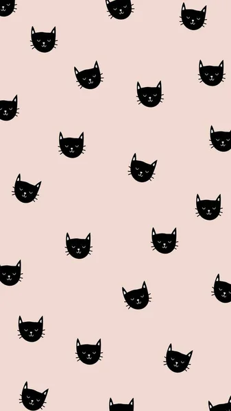 Free Cute Modern Hand Drawn Cat Phone Wallpaper — Stock Photo, Image