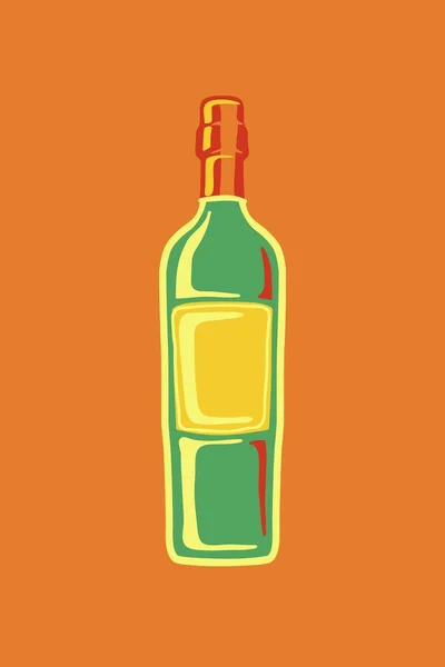 Zielony Żółty Cute Portret Owalny Wine Sticker — Zdjęcie stockowe