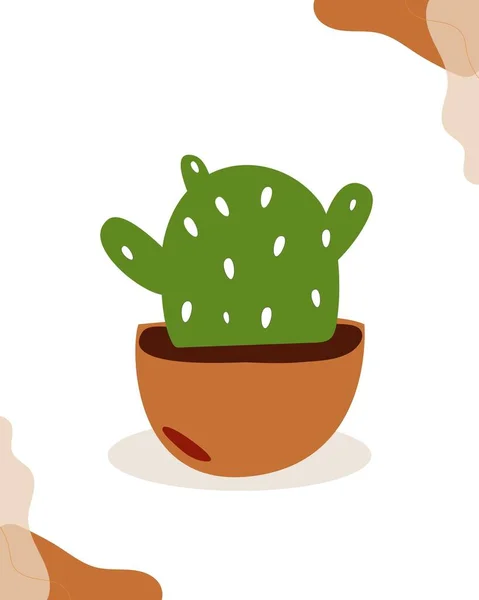 Zöld Cute Illusztrált Kaktusz Növény Vászon Nyomtatás — Stock Fotó