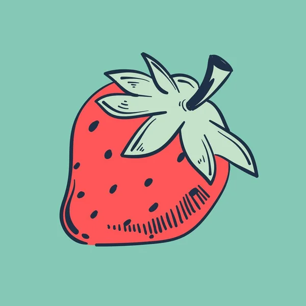 Vert Rouge Menthe Mignon Dessiné Main Art Noveau Fruit Berry — Photo
