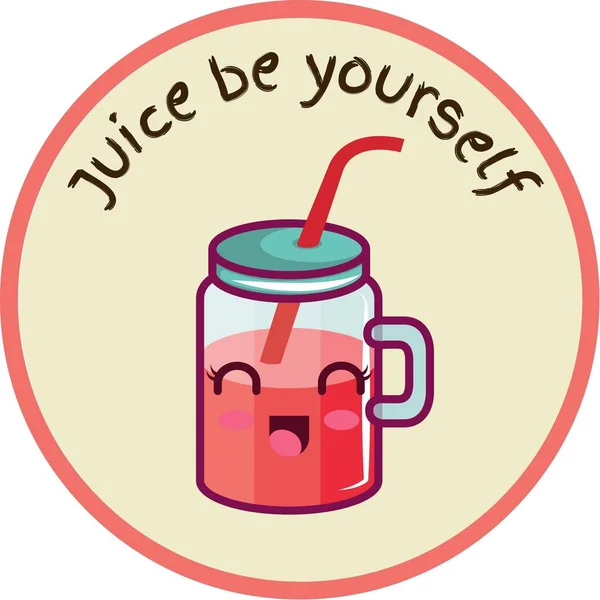 Juice Yourself Słodkie Okrągłe Gra Słów Naklejki — Zdjęcie stockowe