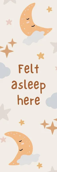 Pastel Draguta Fell Asleep Aici Luna Semn Carte — Fotografie, imagine de stoc
