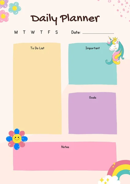 Pastel Cute Daily Planner — стоковое фото
