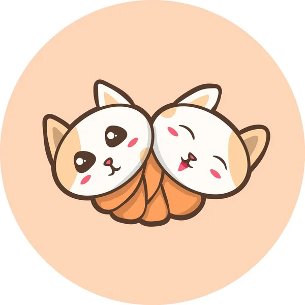 Peach Cute Kitten Circle Laptop Aufkleber — Stockfoto