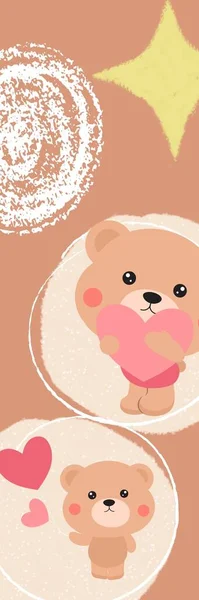 Peach Cute Teddy Bear Kids Bookmark — 图库照片