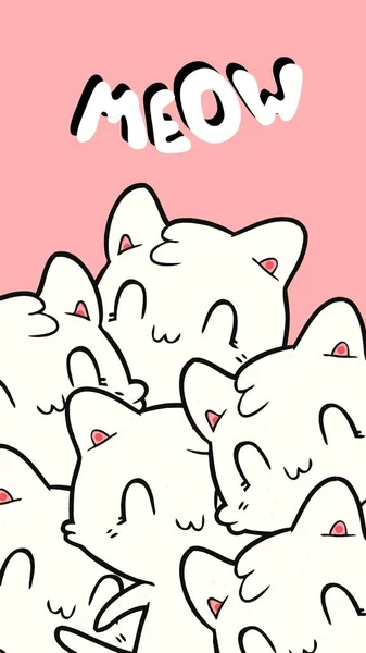 Pink White Simple Cats Phone Wallpaper — Stock Photo, Image