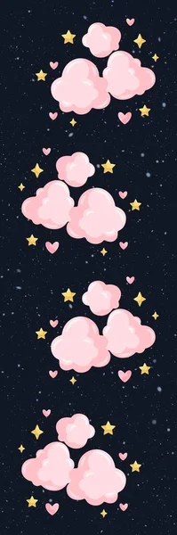 Рожеві Хмари Ілюстрація Стилізована Друкована Мила Закладка — стокове фото