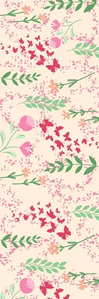 Pink Sød Blomst Blad Illustration Bogmærke - Stock-foto