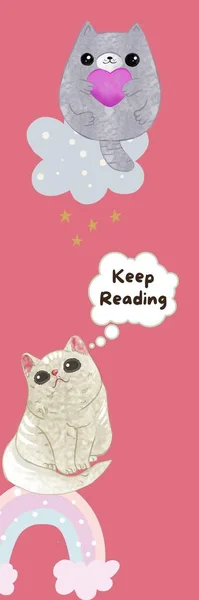 Pink Cute Keep Reading Kids Закладка — стоковое фото