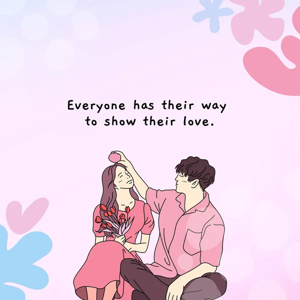 ピンクかわいい愛の引用バレンタインデーInstagram Post — ストック写真