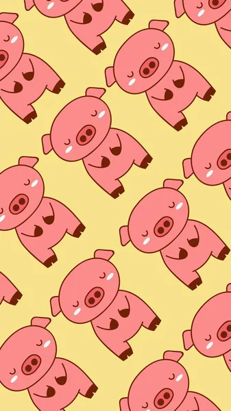 Pink Illustrated Cute Pigs Phone Wallpaper — Stock Photo, Image