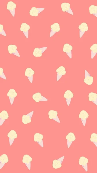 Pink Minimalist Cute Ice Cream Pattern Phone Wallpaper — Stock Photo, Image