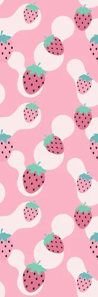 粉色草莓可爱酷书签模板 — 图库照片