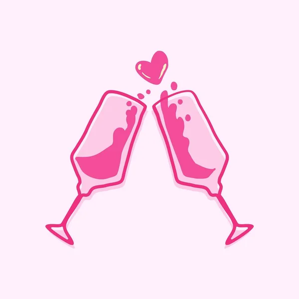 Różowe Walentynki Serce Zdrowie Szkło Słodkie Zabawne Koło Laptop Naklejka — Zdjęcie stockowe