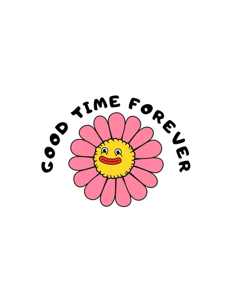 Roze Geel Good Time Forever Schattig Shirt — Stockfoto