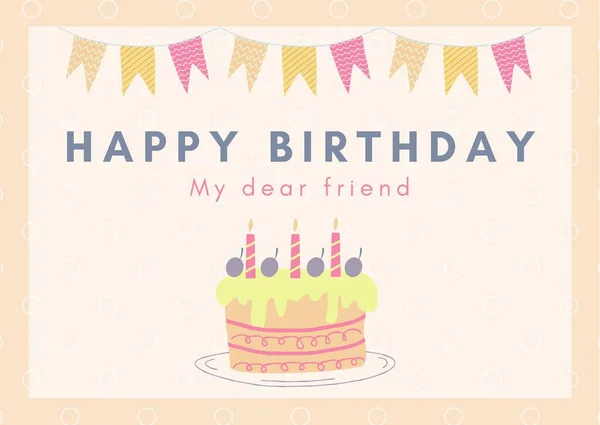Pink Yellow Cute Colorful Friend Birthday Card — Stock Photo, Image