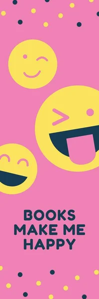 Różowy Żółty Ilustrowany Uśmiechy Emoji Cute Bookmark — Zdjęcie stockowe