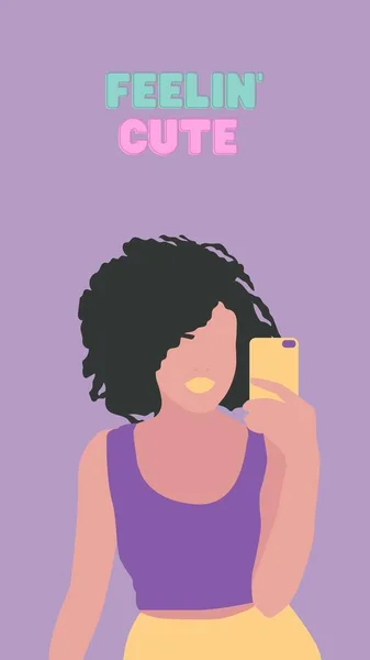 紫色美丽动人的女孩费林可爱的电话壁纸 — 图库照片