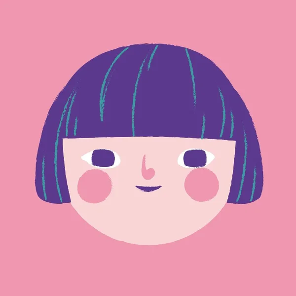 Purple Pink Cute Girl Face Laptop Sticker — Stock Photo, Image