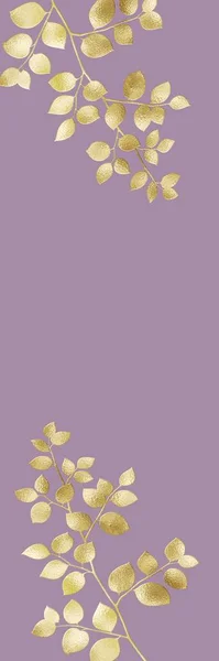 Purple and golden leaves cute cool bookmark template