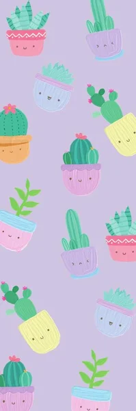 Purple Cactus Bookmark Τέχνη Γραφιστική Σχεδίαση — Φωτογραφία Αρχείου