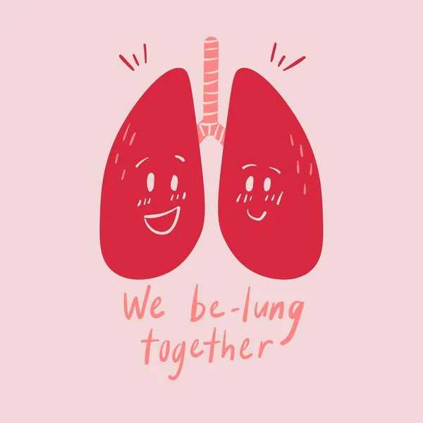 Red Pink Cute Playful Hand Drawn Line Art Lungs Corny — Stock Photo, Image