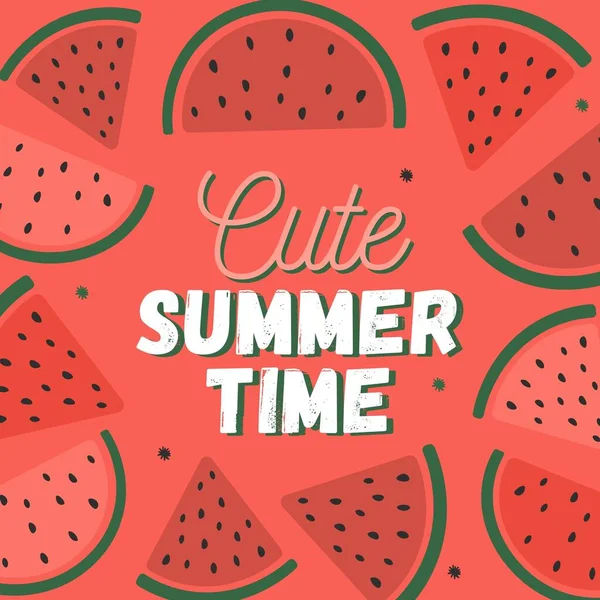 Καρπούζι Φωτεινό Καλοκαίρι Ώρα Χαριτωμένο Instagram Post — Φωτογραφία Αρχείου