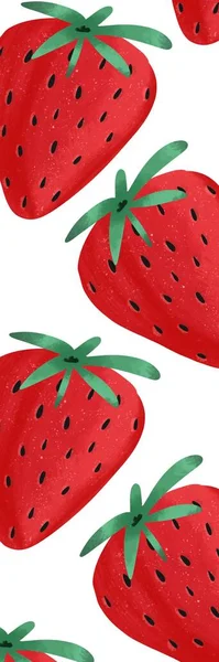 白色和红色草莓可爱冷书签模板 — 图库照片