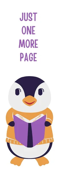 Fehér Pingvin Aranyos Hűvös Könyvjelző Sablon — Stock Fotó