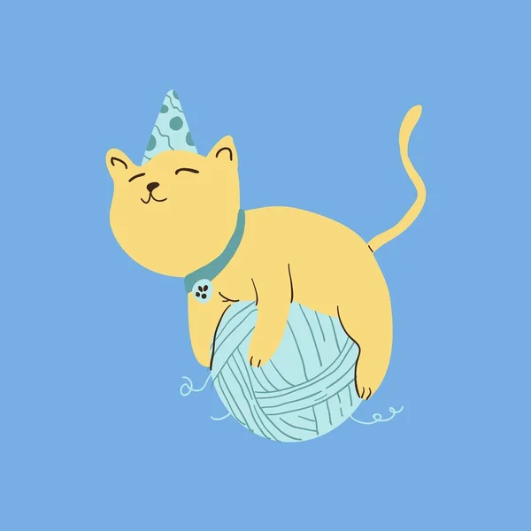 Gelbe Und Blaue Cute Cat Circle Laptop Aufkleber — Stockfoto