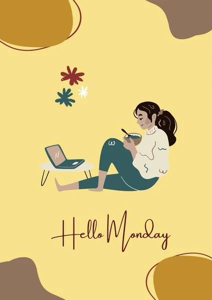 Yellow Cute Colorful Hello Monday Poster