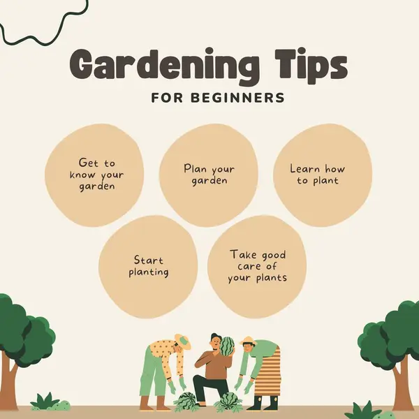 stock image Beige and Brown Playful Minimalist Tips on Gardening for Begginers Instagram Post