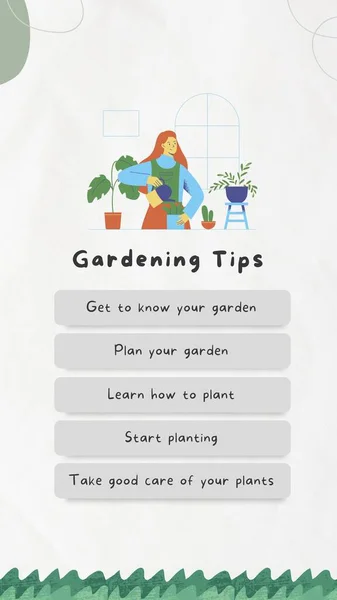 White Green Illustrated Gardening Tips Instagram Story — 스톡 사진