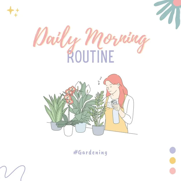 White Pstel Daily Morning Rourine Instagram Post — Stockfoto