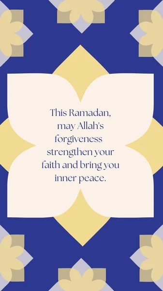 Bright Blue Ivory Pastel Yellow Geometric Patterns Ramadan Quotes Instagram — Stock Photo, Image