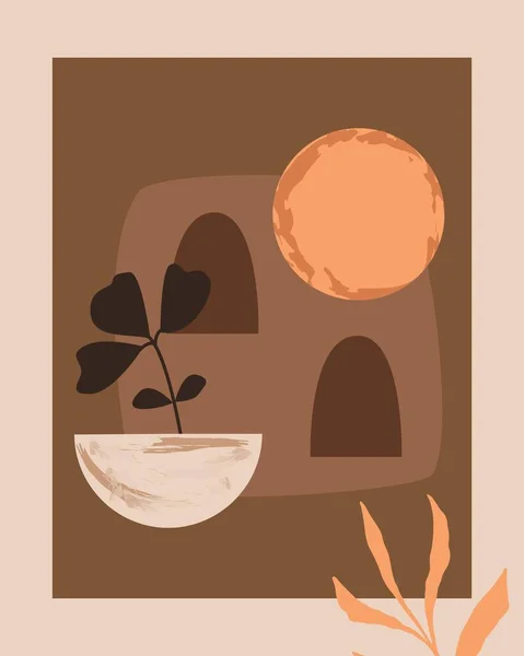 Brown Peach Pastel Illustration Abstract Canvas Print — стокове фото