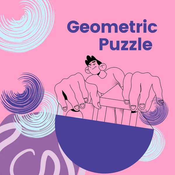 Geometric Puzzle Illustration Instagram Posts — Stock Photo, Image