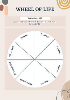 Renkli Dekoratif Yaşam Çarkı Planlayıcısı