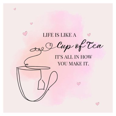 Pembe Satır Sanatı ve Kalpleri Motivasyonal Instagram Postası