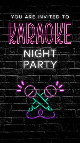 Black Neon Illustrated Karaoke Night Party Historia — Foto de Stock