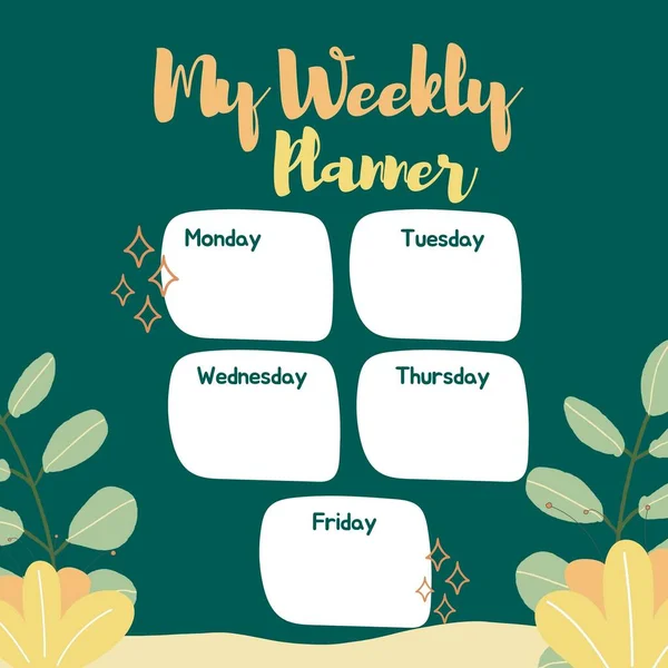 Green Weekly Planner Instagram Post — ストック写真
