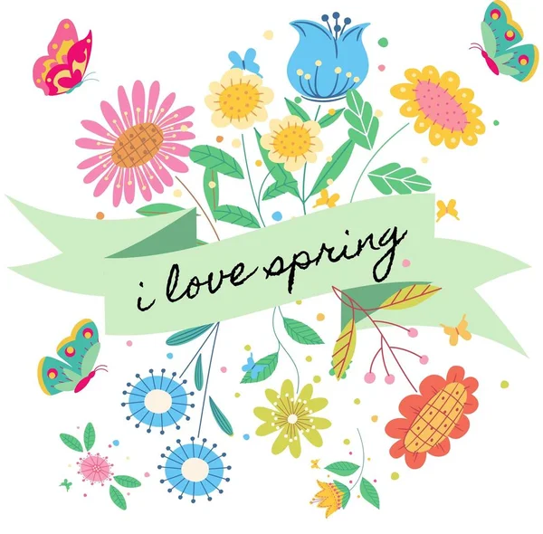 Green Blue Yellow Pink Cheerful Love Spring Mug — Stock Photo, Image