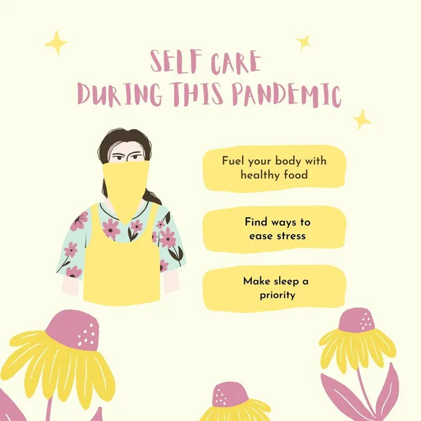 Pink Yellow Minimalist Self Care Pandemic Instagram Post — Stock Photo, Image