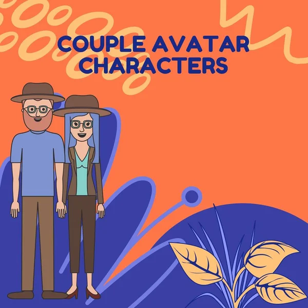 Paar Avatar Characters Illustratie Instagram Berichten — Stockfoto