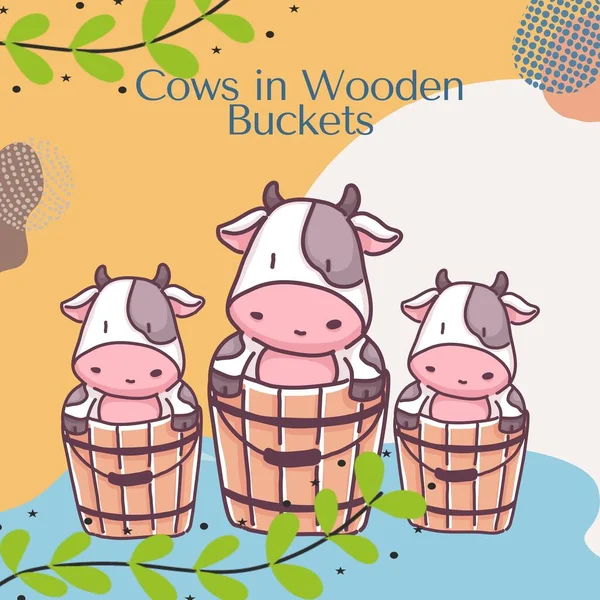 Cows in Wooden Buckets Illustration Instagram posts