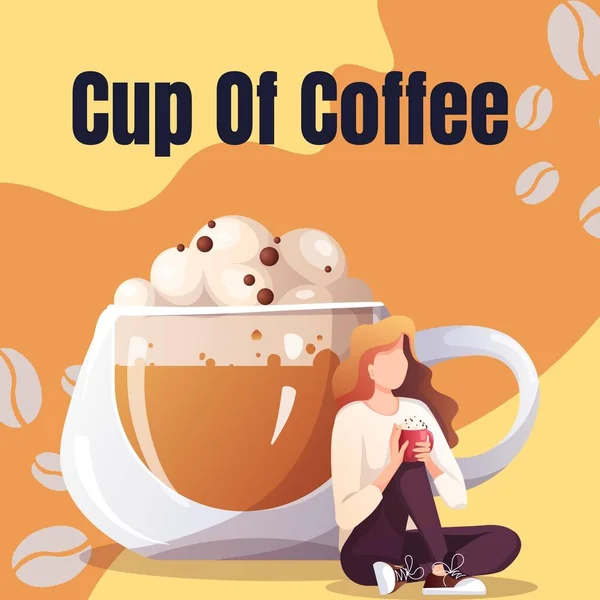 Taça Café Ilustração Instagram Posts — Fotografia de Stock