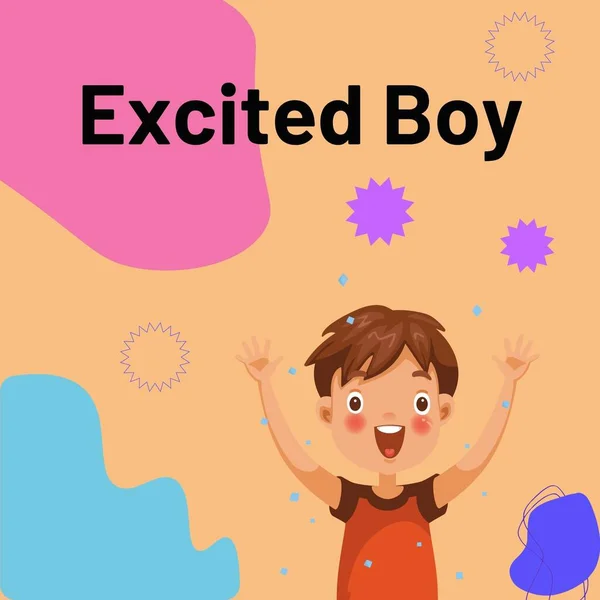 Excitada Boy Illustration Instagram Posts — Fotografia de Stock