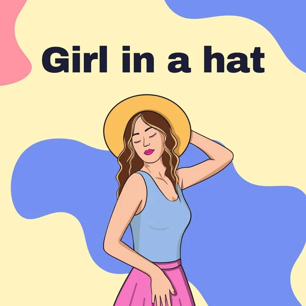 Mädchen Mit Hut Illustration Instagram Posts — Stockfoto