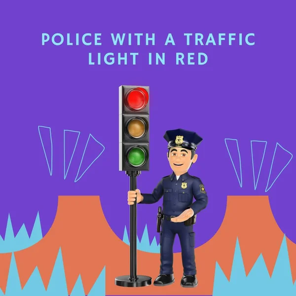 Police With a Traffic Light in Red Illustration Instagram posts