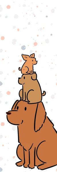 White Brown Cute Illustration Hund Und Welpe Lesezeichen Für Kinder — Stockfoto